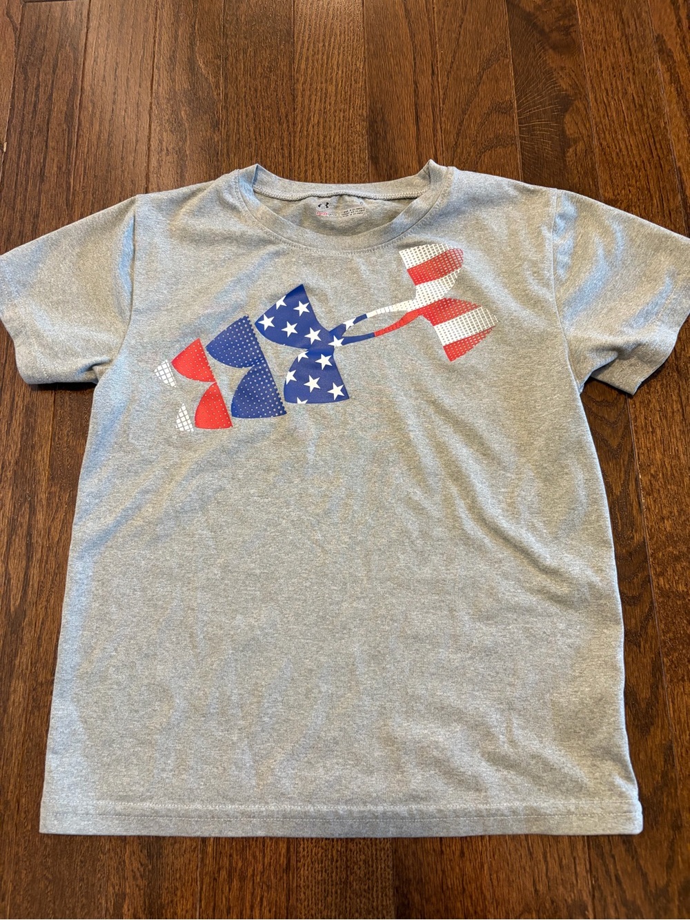 Under Armour Gray Short-Sleeve Tee with Red, White & Blue Logo